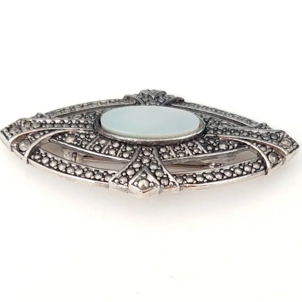 Textured silver and MOP brooch